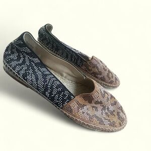 Brian Atwood B Hartwell animal print espadrilles sparkle leather size 9.5 US M